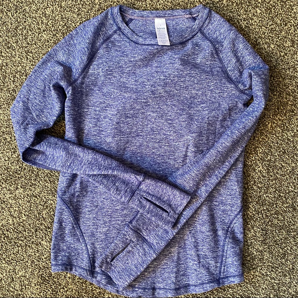 Ivivva by Lululemon Kids Blue Space Dye Long Sleeve Top 8